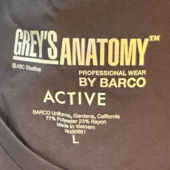 Grey's Anatomy Charcoal Short Sleeve Scrub Top - Picture 8 of 9